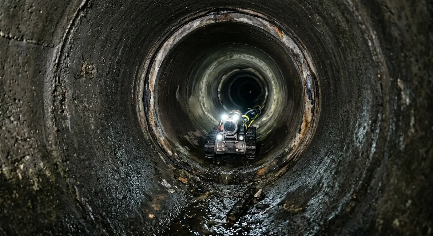 Robotic sewer camera inspecting pipe interior for Sewer Line Repair in Rutherford